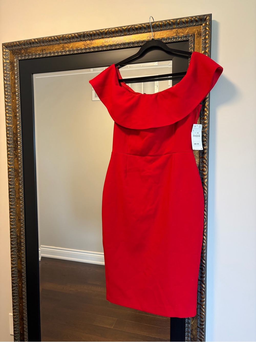 Zara Red Off-Shoulder Midi Dress
